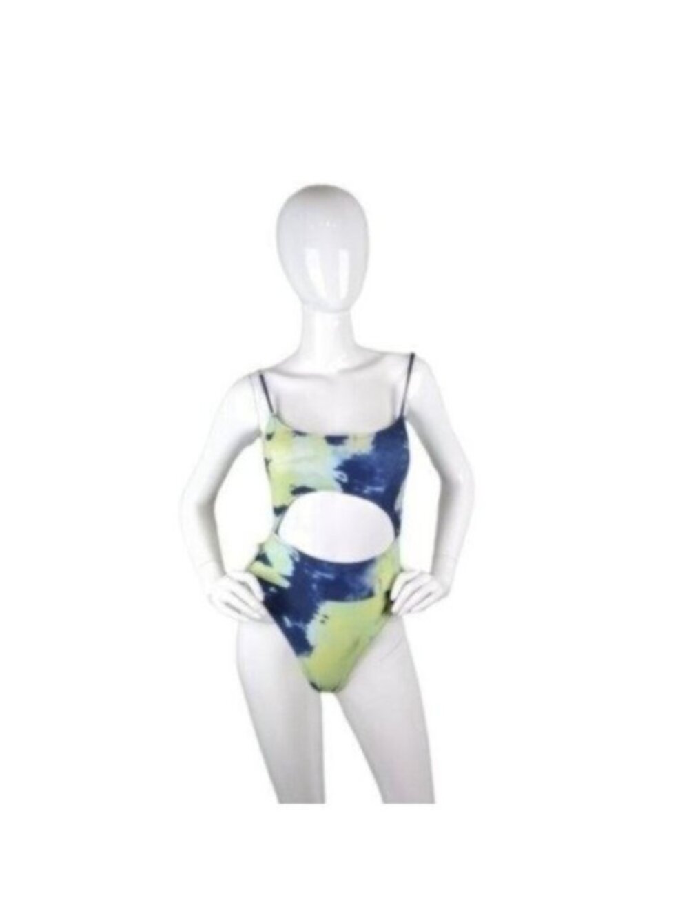 Women's Tie Dye Cutout Monokini One-piece Swimsuit Blue Size Small